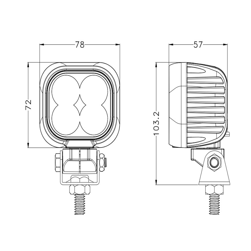 LED Car spotlight BLACK LED/40W/10-30V IP69 5700K angular
