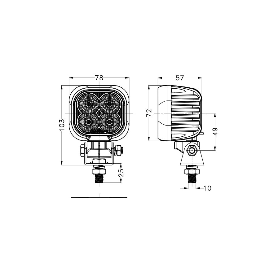 LED Car spotlight BLACK LED/40W/10-30V IP69 5700K angular