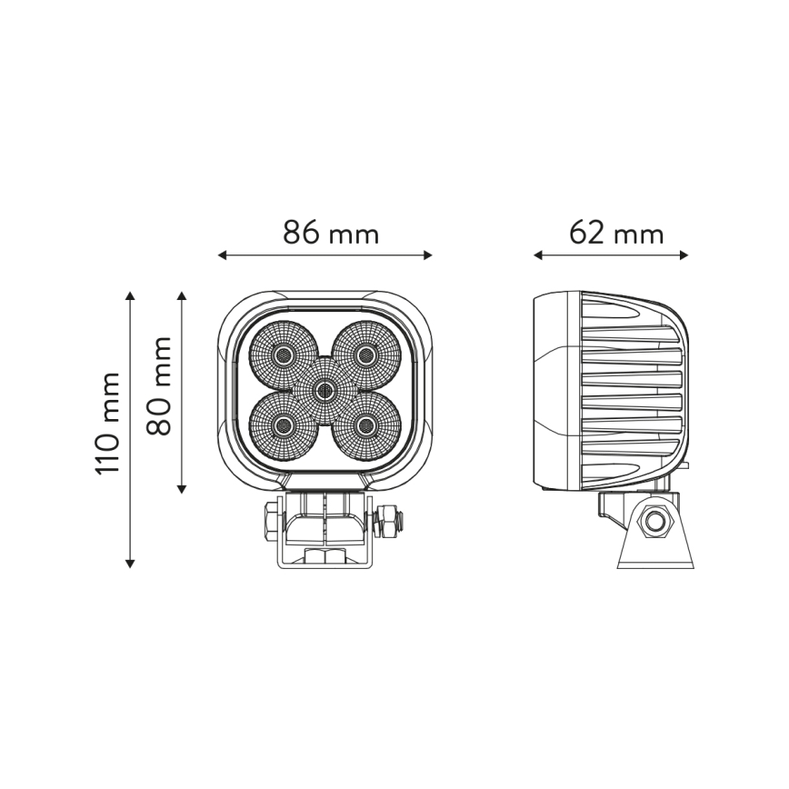 LED Car spotlight BLACK LED/50W/10-30V IP69 5700K angular