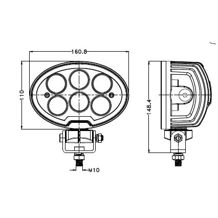 LED Car spotlight BLACK LED/60W/10-30V IP69 5700K oval
