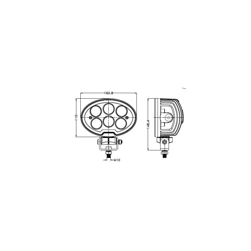 LED Car spotlight BLACK LED/60W/10-30V IP69 5700K oval