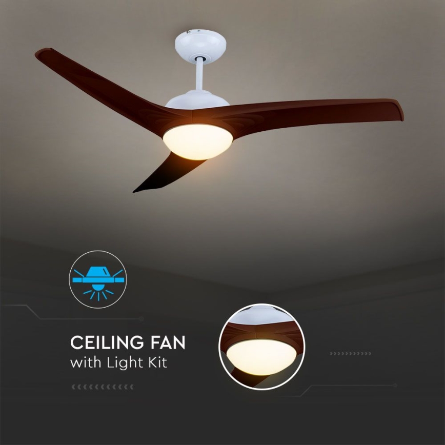 LED Ceiling Fan with 15W LED, 230V, 3000/4000/6400K + Remote Control