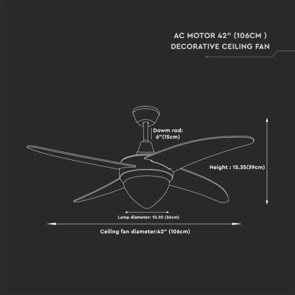 LED Ceiling fan LED/15W/230V 3000K/4000K/6400K + remote control