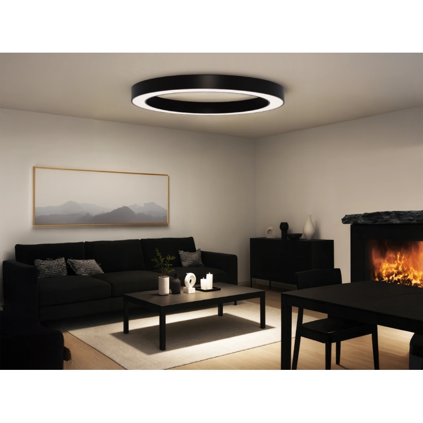 LED ceiling light, 115W/230V, selectable 3000/4000/6500K, Ø 120 cm, black