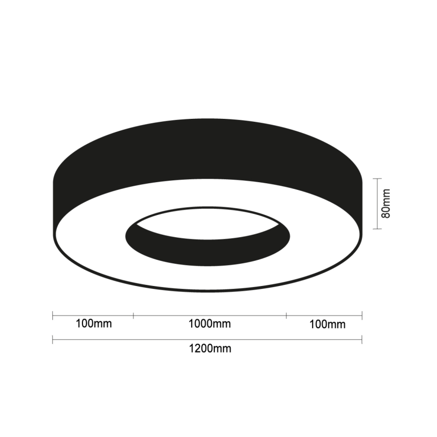 LED ceiling light, 115W/230V, selectable 3000/4000/6500K, Ø 120 cm, black