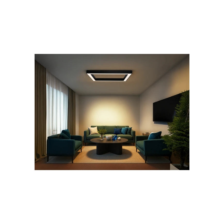 LED Ceiling Light, 150W, 230V, 3000/4000/6500K, 120x120 cm, Black