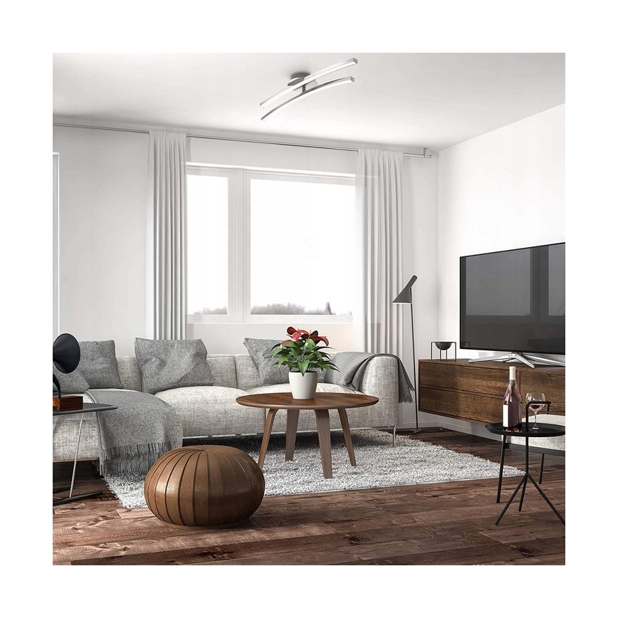 LED Ceiling Light, 2 × 6W LEDs, 230V, Glossy Chrome