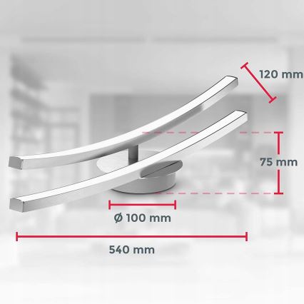 LED Ceiling Light, 2 × 6W LEDs, 230V, Glossy Chrome