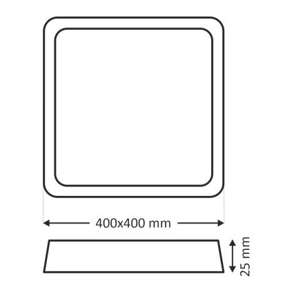 LED Ceiling Light, 32W, 230V, 3000/4000/6500K (selectable), 40 x 40 cm, Black