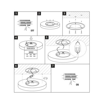 LED Ceiling Light 40W, 230V — Selectable CCT 3000/4000/6500K, Ø 50 cm, White