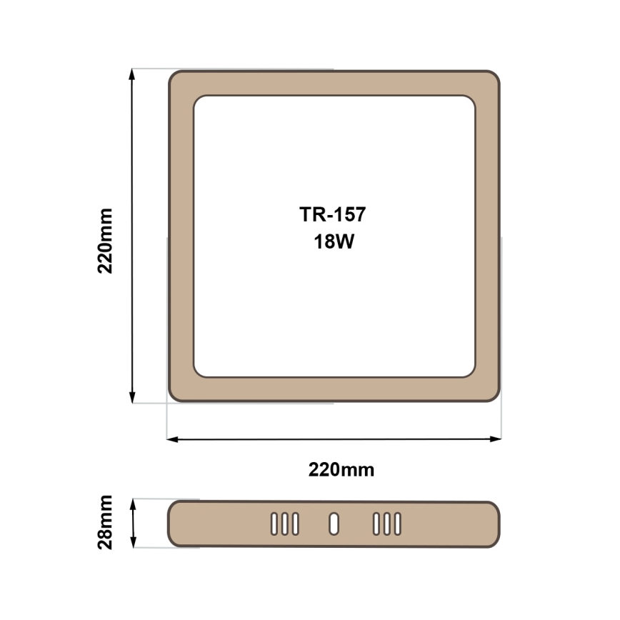 LED Ceiling light BLOCK LED/18W/230V 4200K 22x22 cm brown