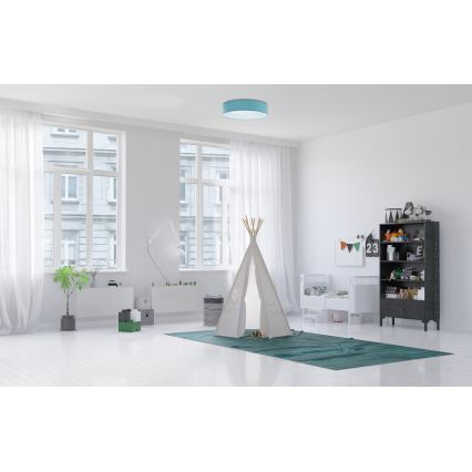 LED Children's ceiling light GALAXY KIDS LED/24W/230V stars turquoise/white