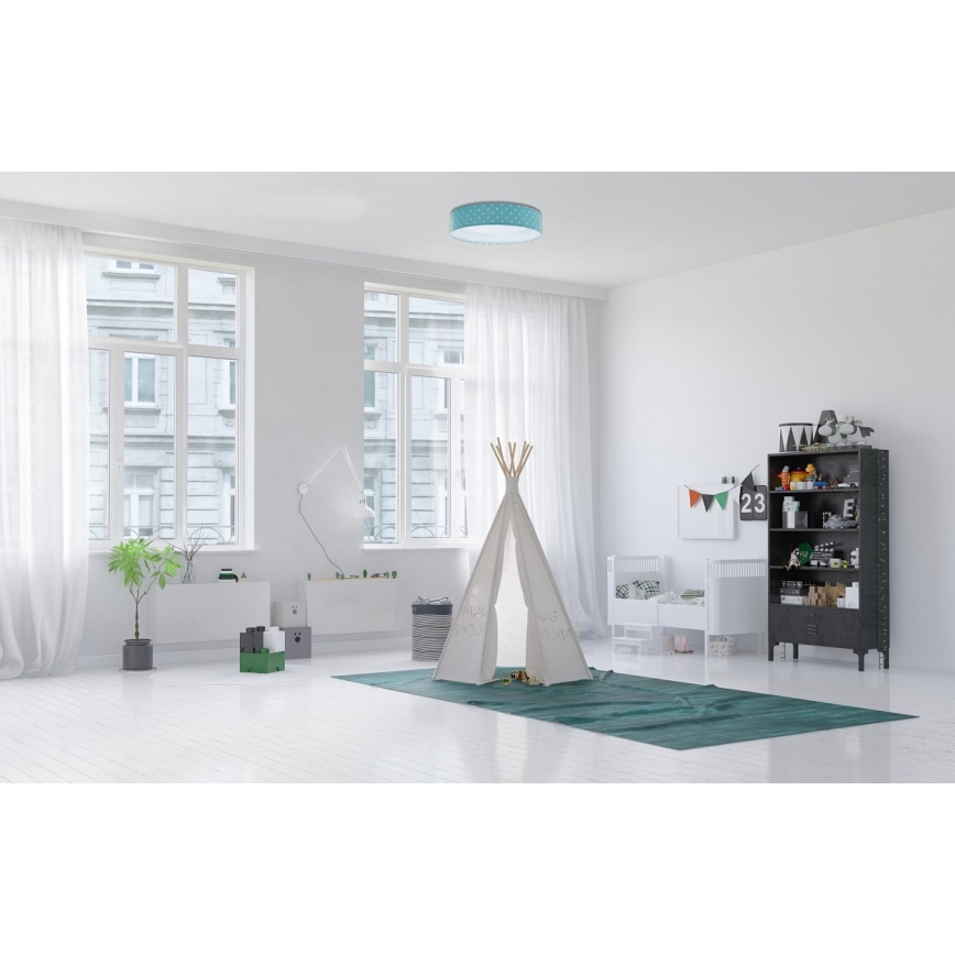 LED Children's ceiling light GALAXY KIDS LED/24W/230V stars turquoise/white