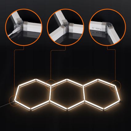 LED ceiling light HEXAGON LED/128W/85-265V 4000K 248x97 cm CRI 90 IP54 white
