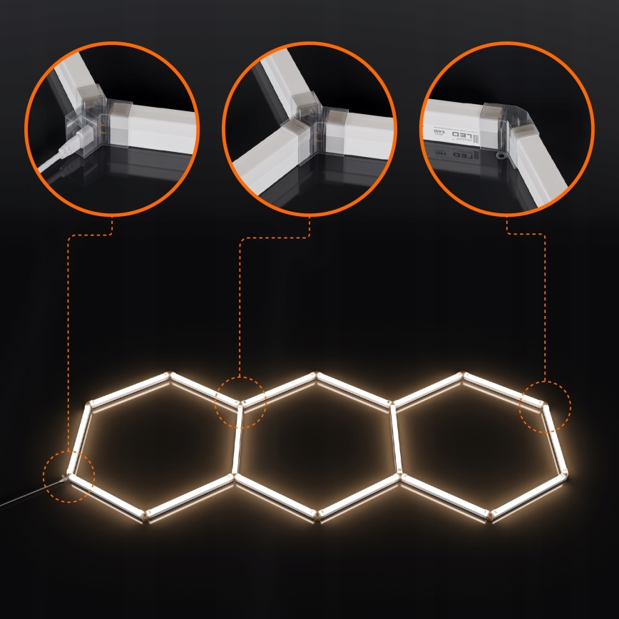 LED ceiling light HEXAGON LED/128W/85-265V 4000K 248x97 cm CRI 90 IP54 white