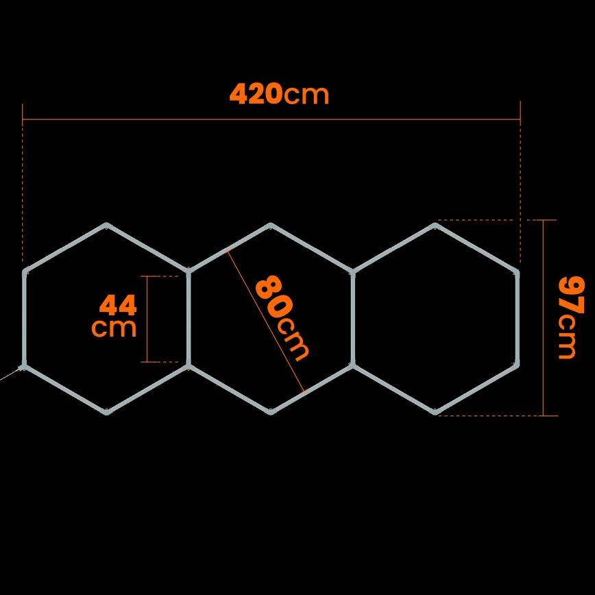 LED ceiling light HEXAGON LED/128W/85-265V 4000K 248x97 cm CRI 90 IP54 white