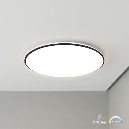 HUGO LED Ceiling Light LED/12/18/24W/230V 3000/4000/6500K Ø 30 cm IP54 Black