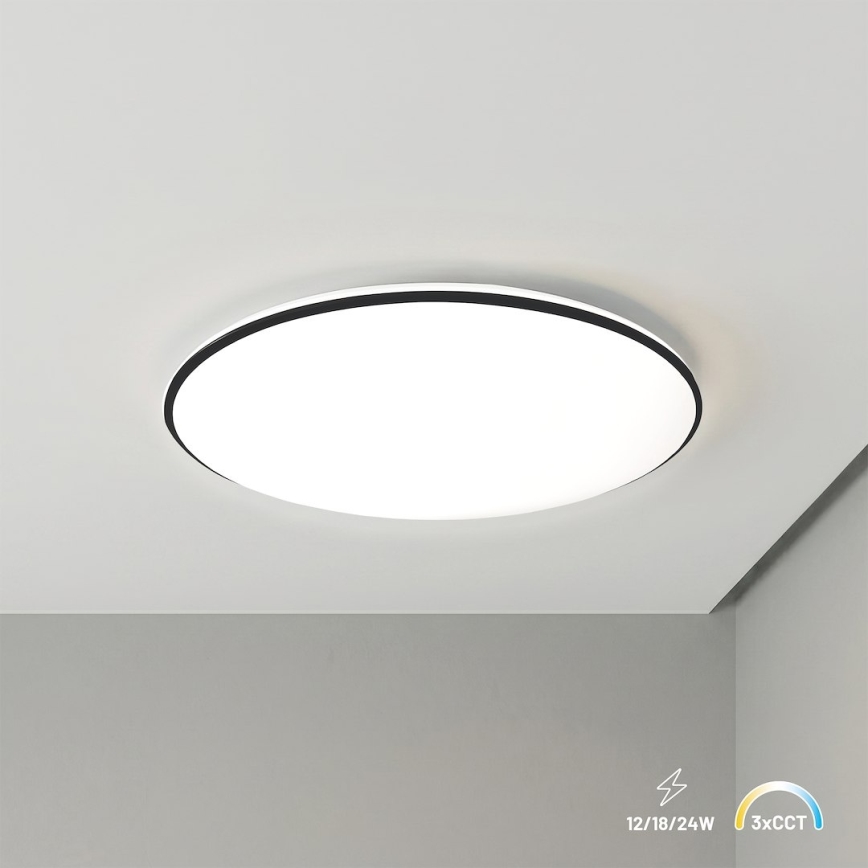 HUGO LED Ceiling Light LED/12/18/24W/230V 3000/4000/6500K Ø 30 cm IP54 Black