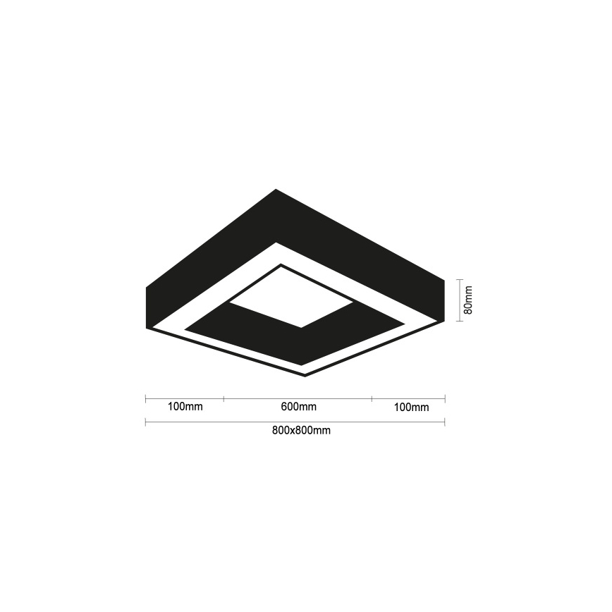 LED Ceiling Light LED/100W/230V 3000/4000/6500K 80x80 cm black