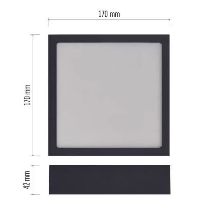 LED Ceiling light NEXXO LED/12,5W/230V 3000/3500/4000K 17x17 cm black