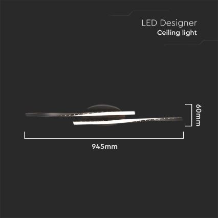 LED Ceiling light LED/12W/230V 3000K 94,5 cm black