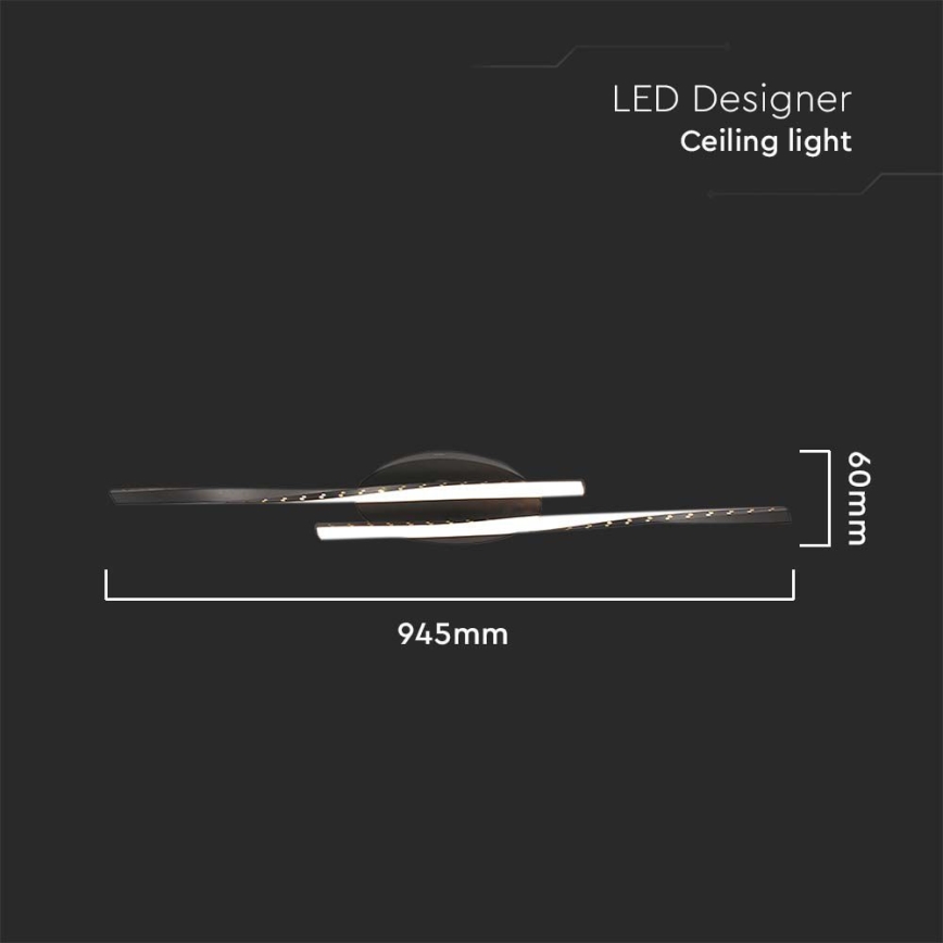 LED Ceiling light LED/12W/230V 3000K 94,5 cm black