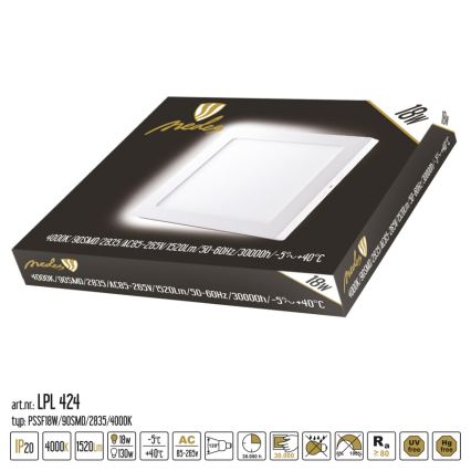 LED Ceiling light LED/18W/230V 4000K 22,5x22,5 cm
