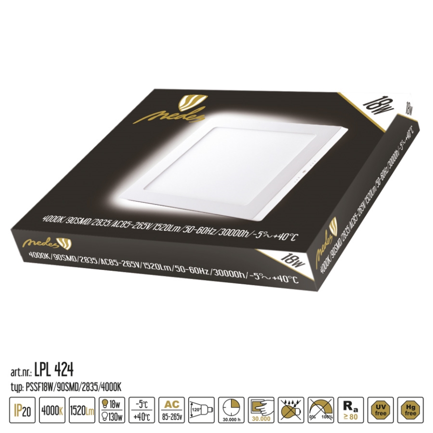 LED Ceiling light LED/18W/230V 4000K 22,5x22,5 cm