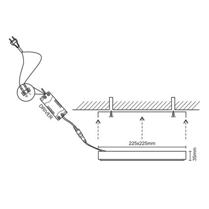 LED Ceiling light LED/18W/230V 4000K 22,5x22,5 cm