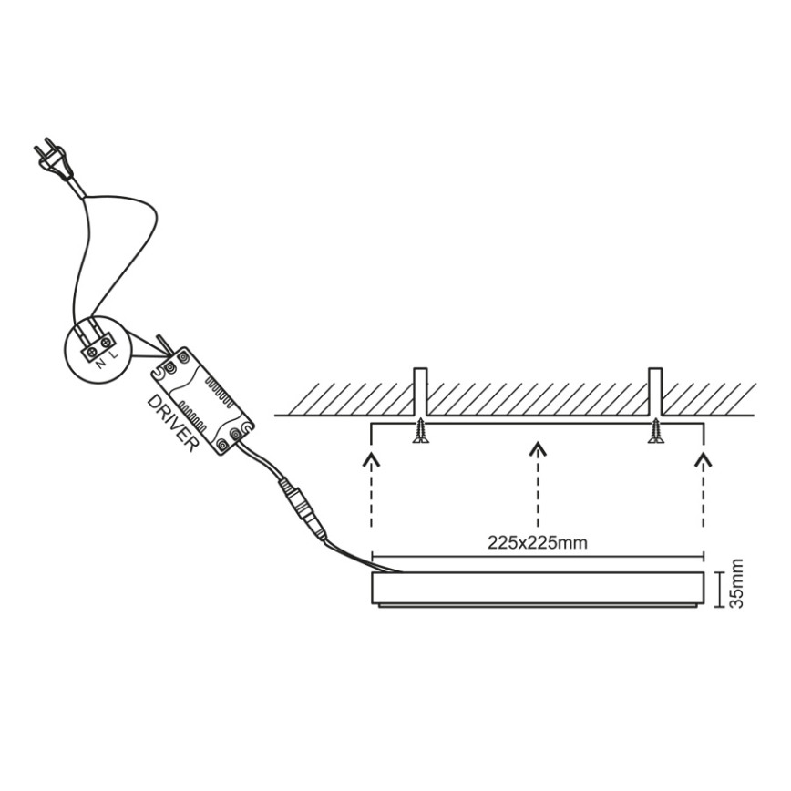 LED Ceiling light LED/18W/230V 4000K 22,5x22,5 cm
