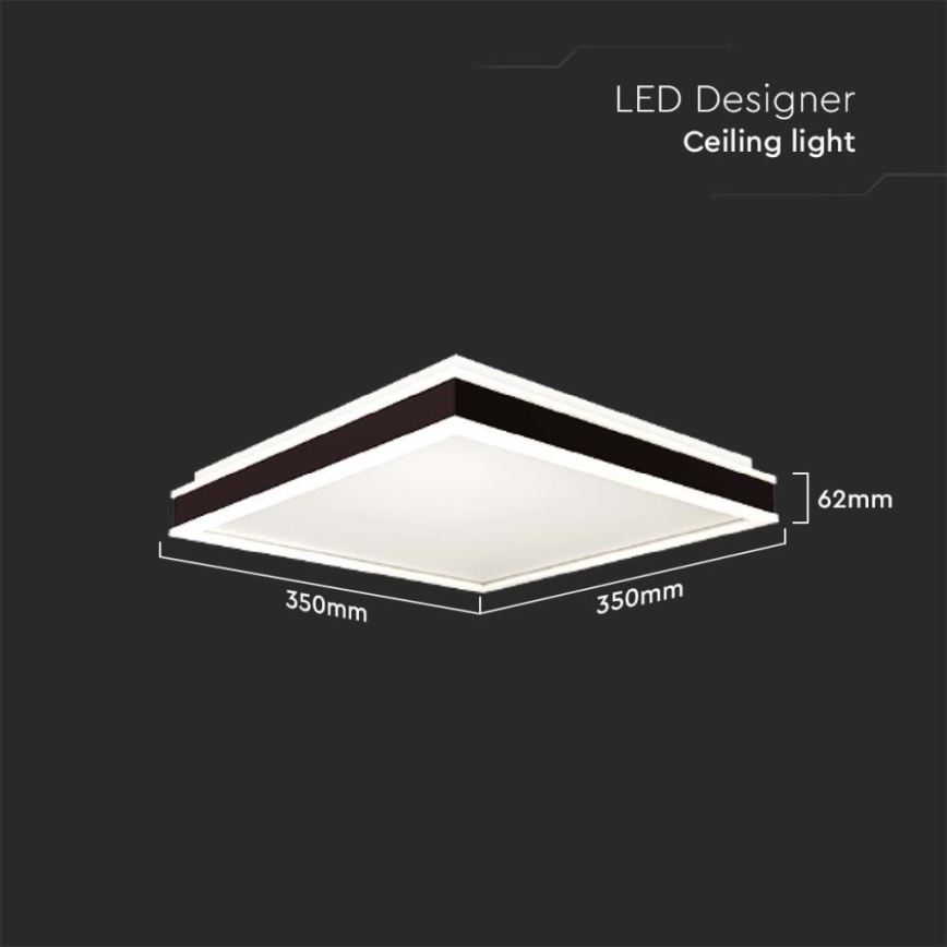 LED Ceiling light LED/18W/230V 4000K 35x35 cm black