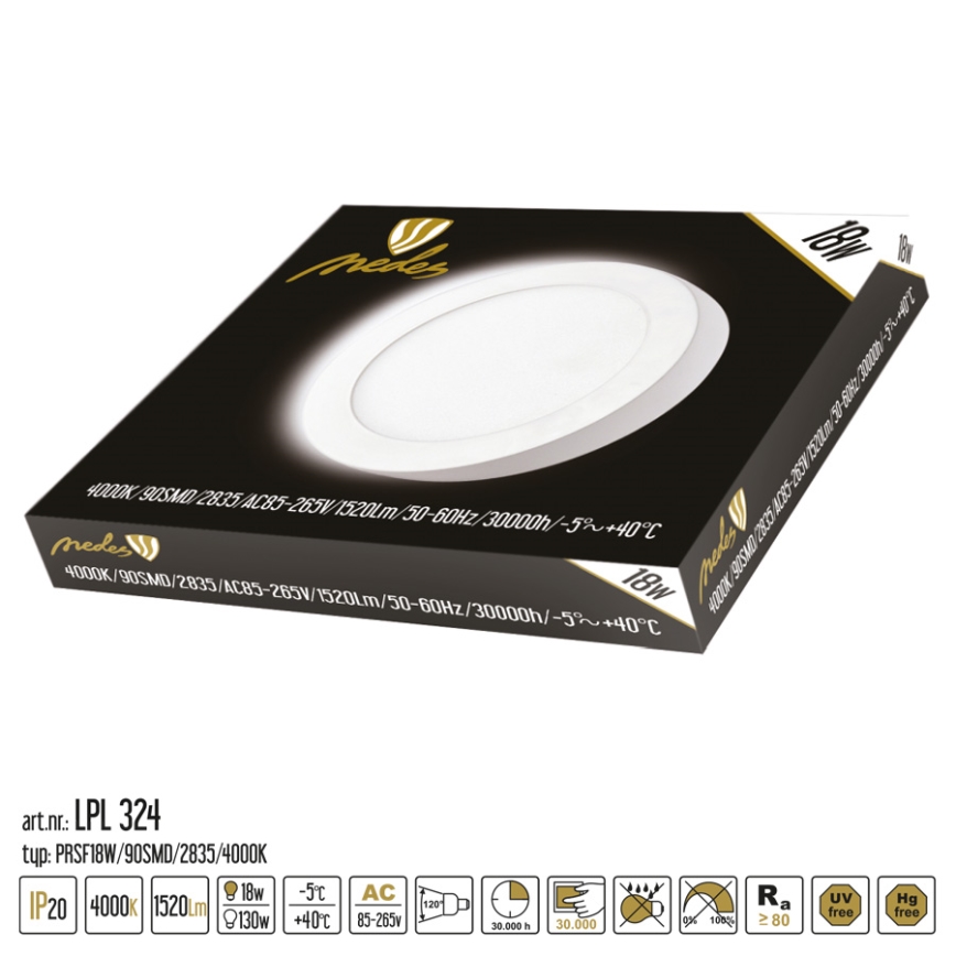 LED Ceiling light LED/18W/230V 4000K d. 22,5 cm