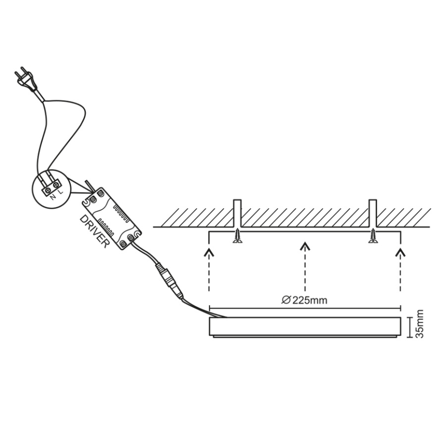 LED Ceiling light LED/18W/230V 4000K d. 22,5 cm