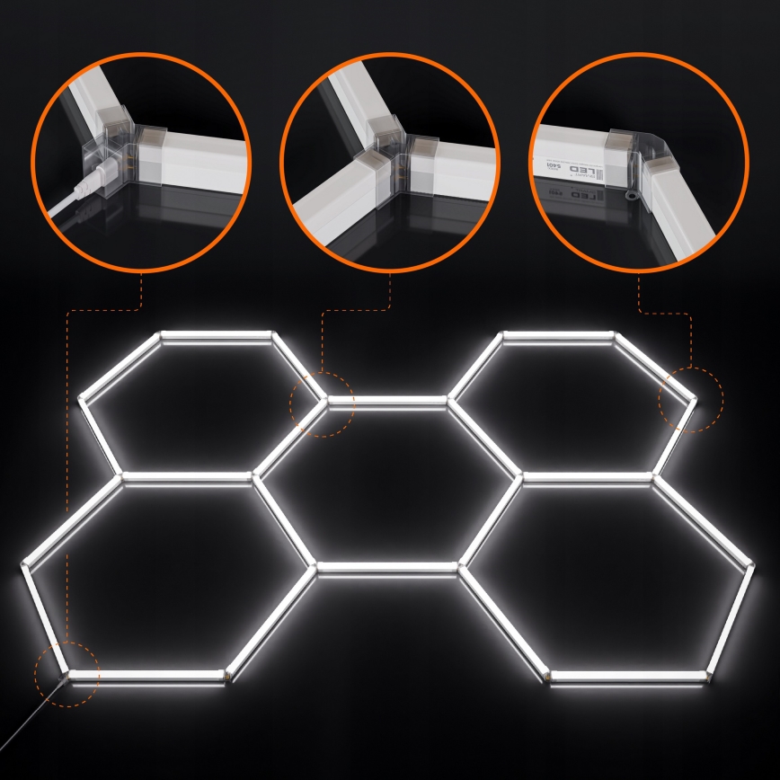 LED Ceiling Light HEXAGON LED/192W/85-265V 6500K 298x209 cm CRI 90 IP54 white