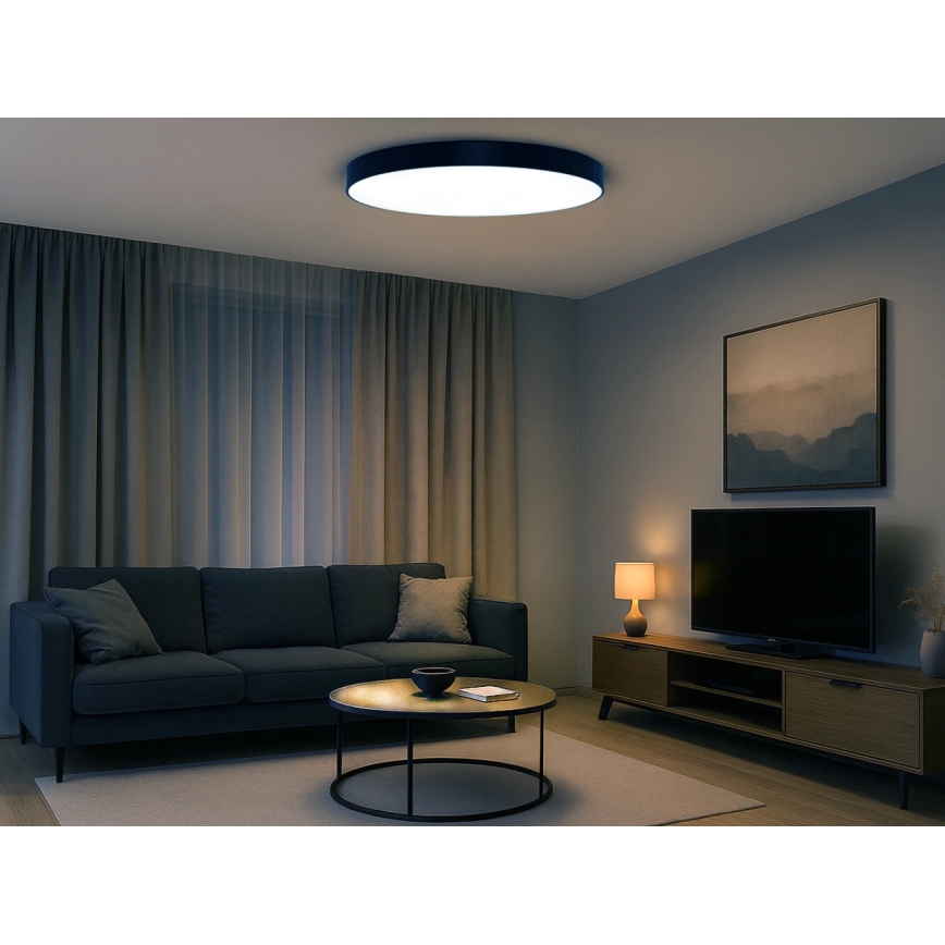 LED Ceiling Light LED/200W/230V 3000/4000/6500K dia. 100 cm Black