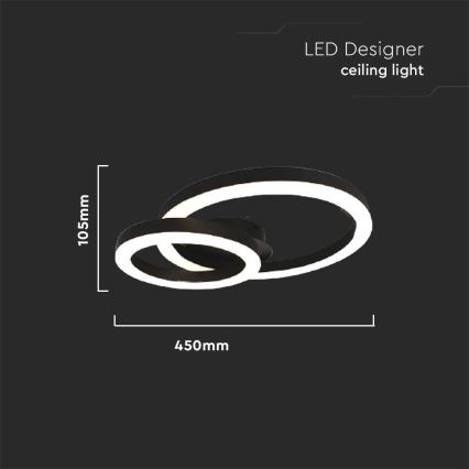 LED Ceiling light LED/20W/230V 3000K black
