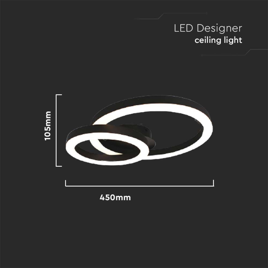 LED Ceiling light LED/20W/230V 3000K black