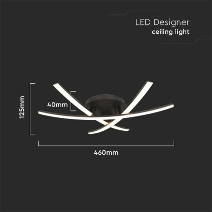 LED Ceiling light LED/20W/230V 3000K black