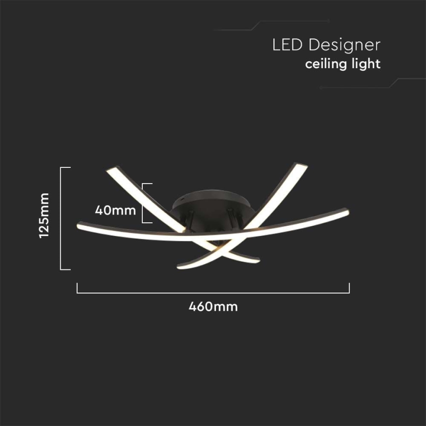 LED Ceiling light LED/20W/230V 3000K black