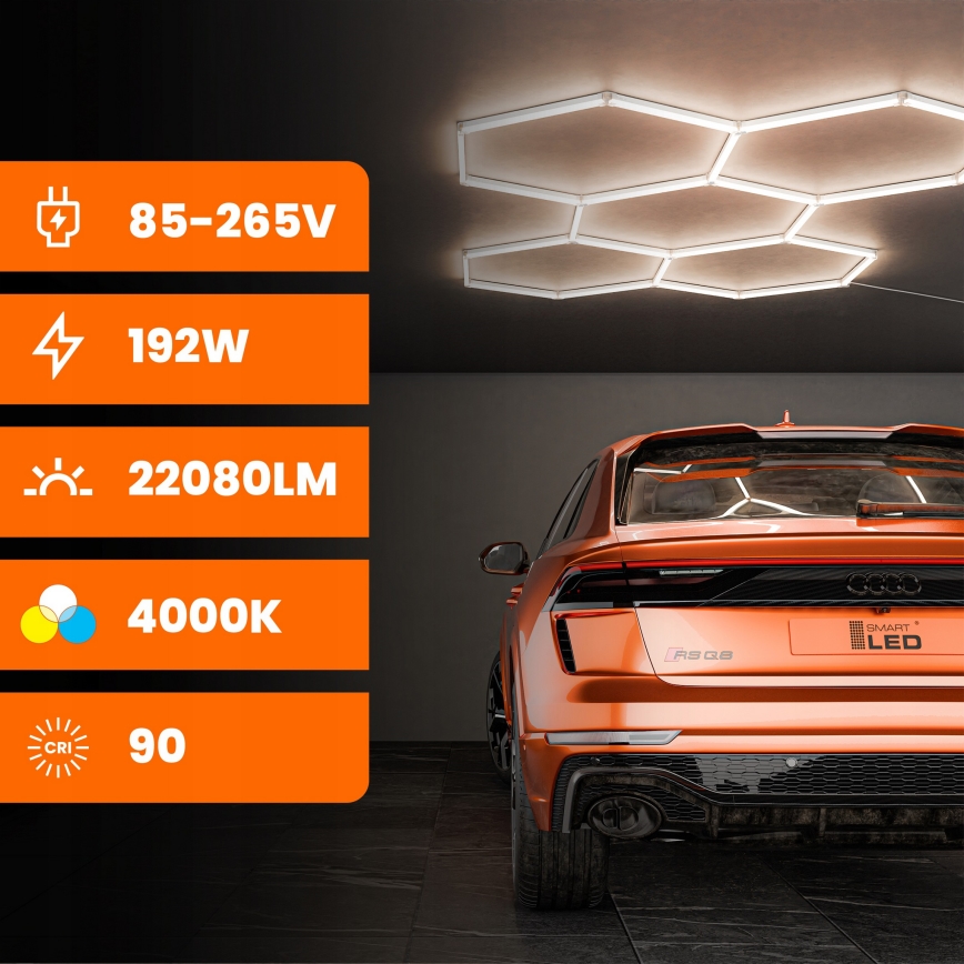 LED Ceiling Light HEXAGON LED/240W/85-265V 4000K 298x209 cm CRI 90 IP44 White