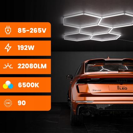 LED Ceiling Light HEXAGON LED/240W/85-265V 6500K 298x209 cm CRI 90 IP44 white