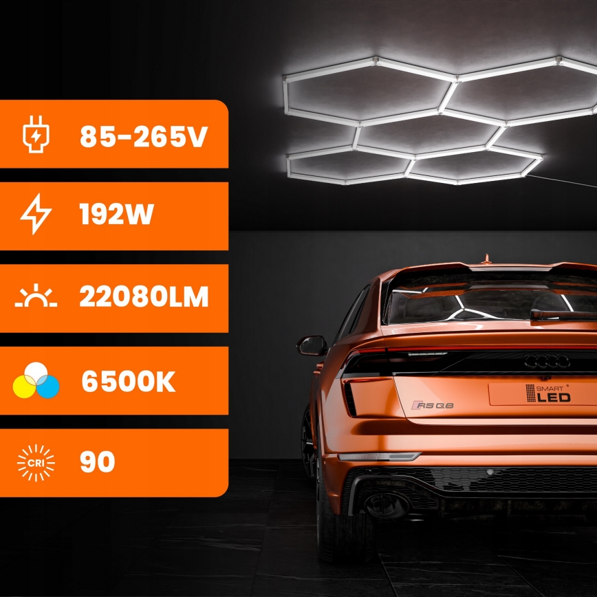 LED Ceiling Light HEXAGON LED/240W/85-265V 6500K 298x209 cm CRI 90 IP44 white