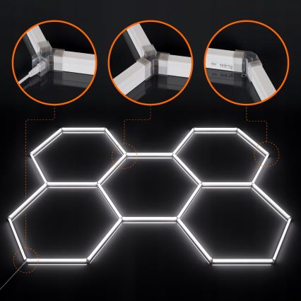 LED Ceiling Light HEXAGON LED/240W/85-265V 6500K 298x209 cm CRI 90 IP44 white
