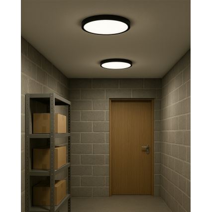 LED Ceiling Light LED/24W/230V 3000/4000/6500K Ø 30 cm Black