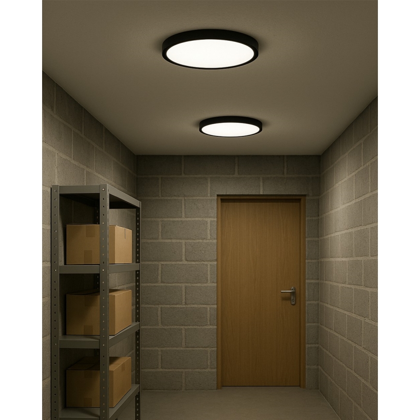 LED Ceiling Light LED/24W/230V 3000/4000/6500K Ø 30 cm Black