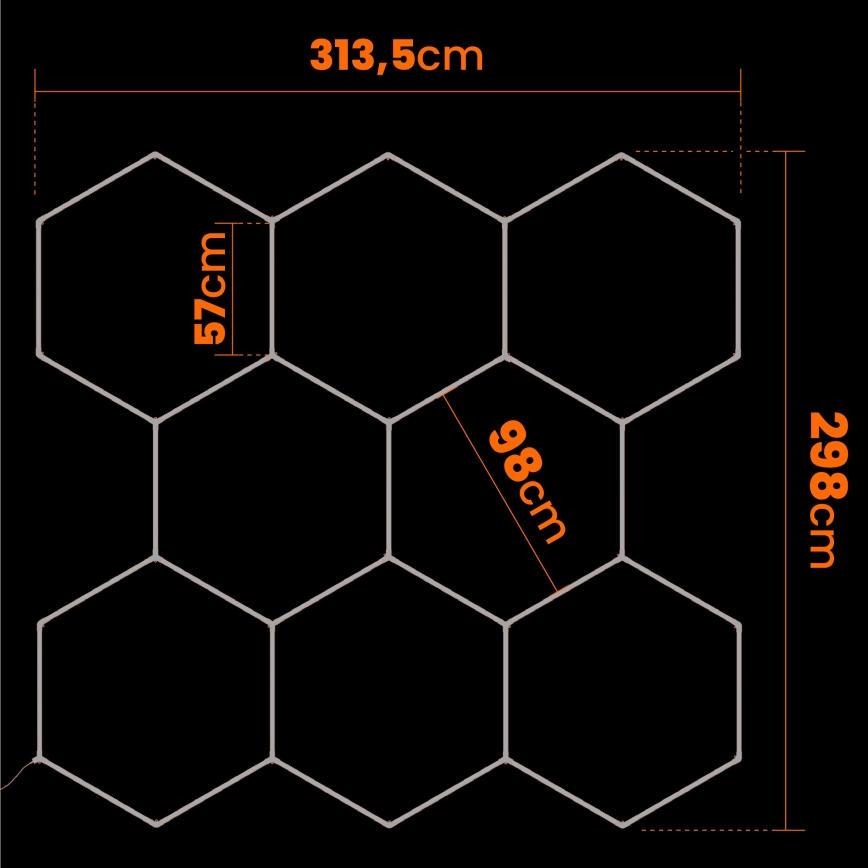 LED Ceiling Light HEXAGON LED/280W/85-265V 4000K 313x298 cm CRI 90 IP54 white