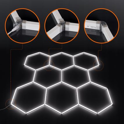 LED Ceiling light HEXAGON LED/280W/85-265V 6500K 313x298 cm CRI 90 IP54 white