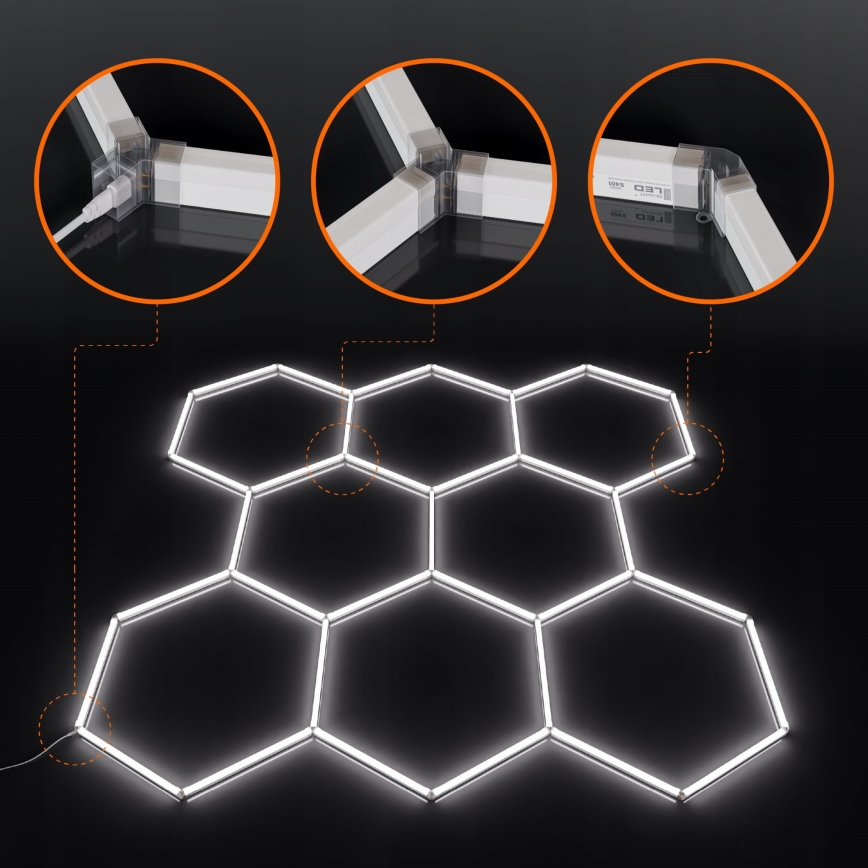 LED Ceiling light HEXAGON LED/280W/85-265V 6500K 313x298 cm CRI 90 IP54 white