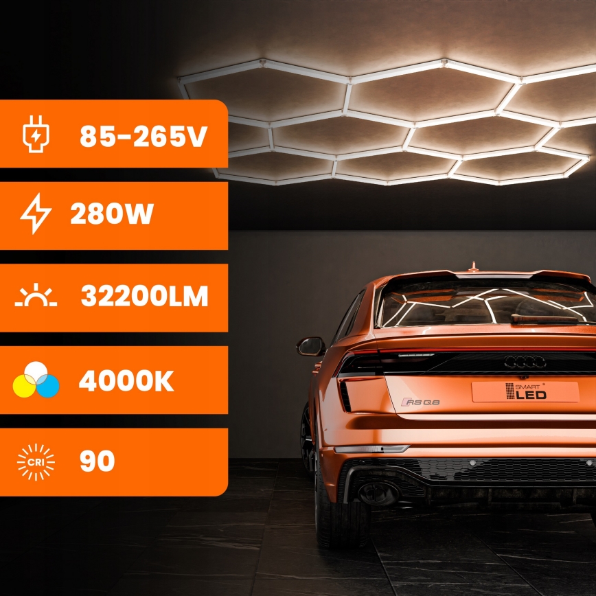 LED Ceiling light HEXAGON LED/350W/85-265V 4000K 313x298 cm CRI 90 IP44 white