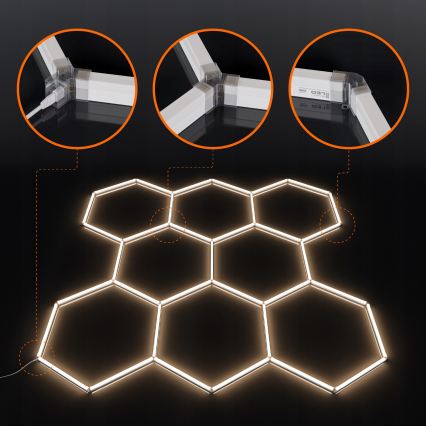 LED Ceiling light HEXAGON LED/350W/85-265V 4000K 313x298 cm CRI 90 IP44 white